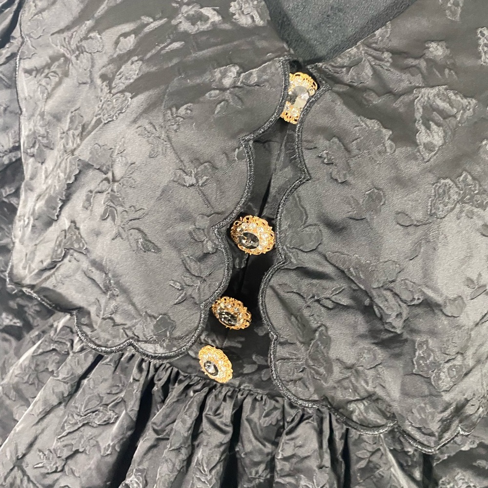 💔SOLD💔SISTER JANE Grange Jacquard Mini Dress Long Sleeve Rhinestone Button Black - Picture 10 of 14